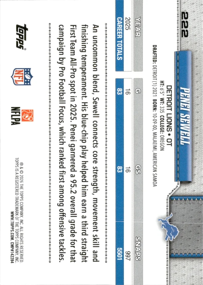 Penei Sewell card back