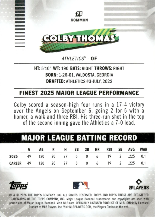 Colby Thomas card back
