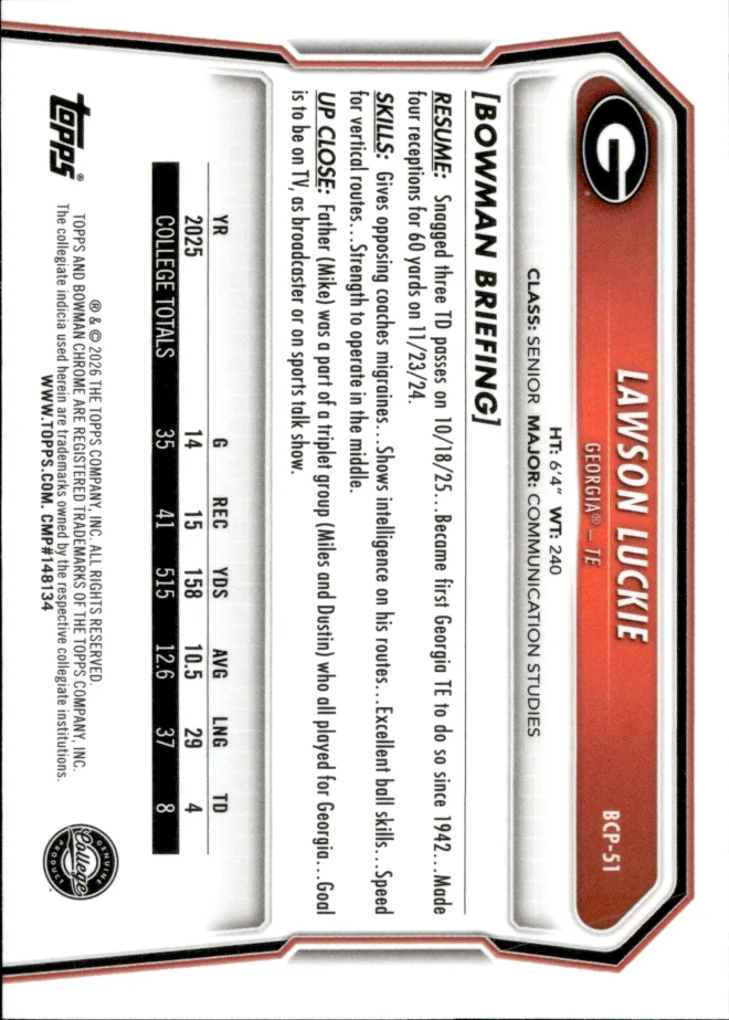 Lawson Luckie card back