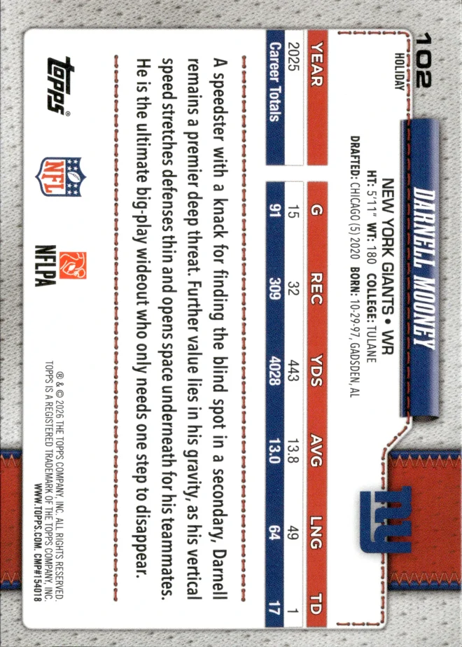 Darnell Mooney card back
