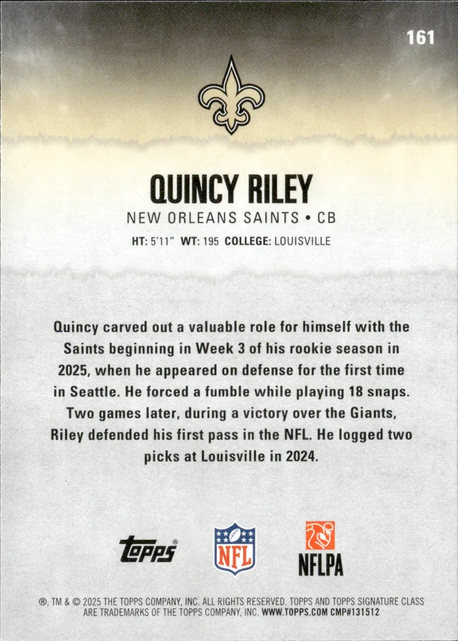 Quincy Riley card back