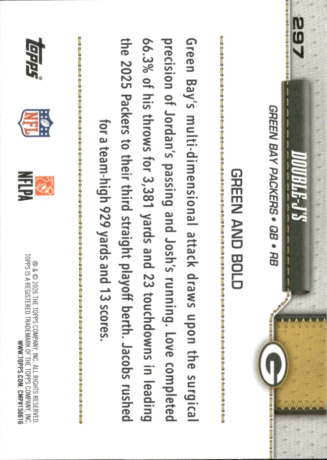 Jordan Love / Josh Jacobs card back