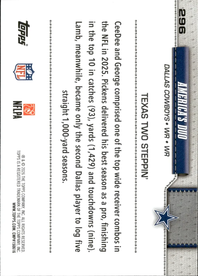 CeeDee Lamb / George Pickens card back