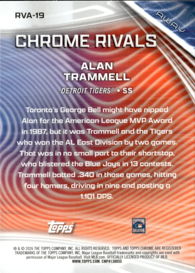 Alan Trammell card back