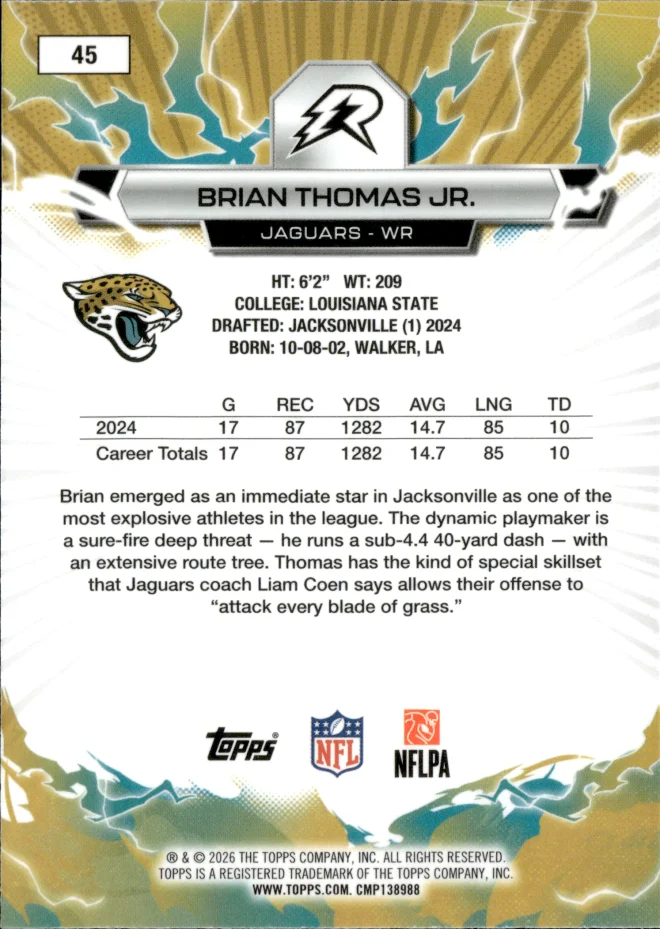 Brian Thomas Jr. card back
