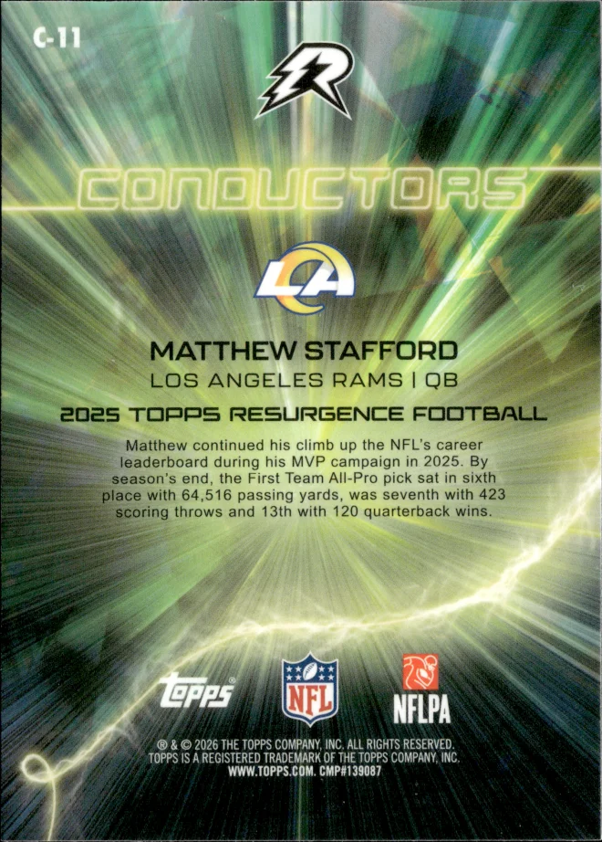 Matthew Stafford card back