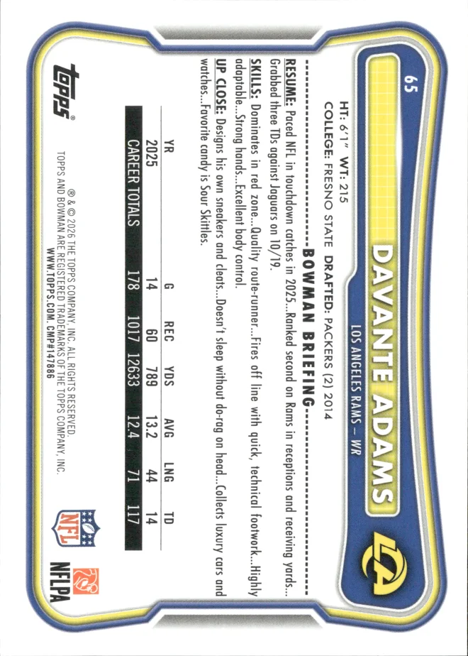 Davante Adams card back