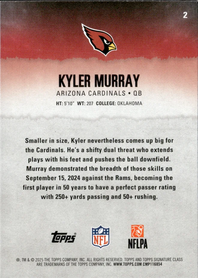 Kyler Murray card back