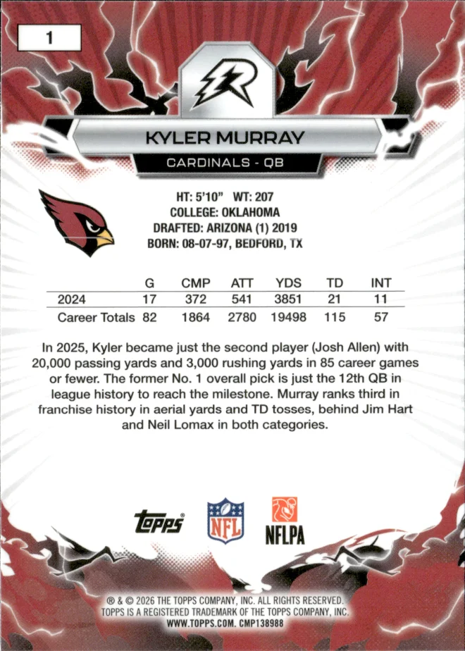 Kyler Murray card back