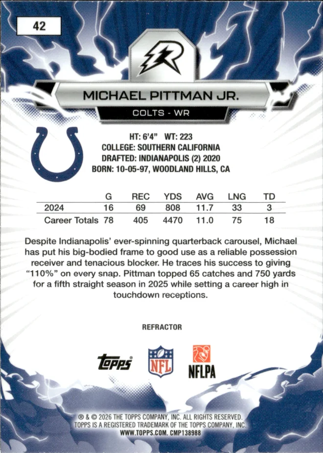 Michael Pittman Jr. card back