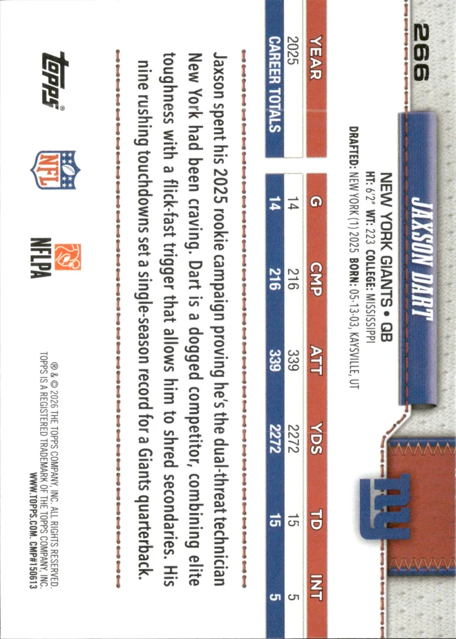 Jaxson Dart card back
