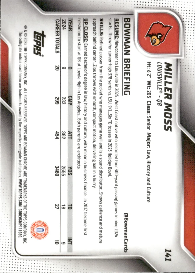 Miller Moss card back
