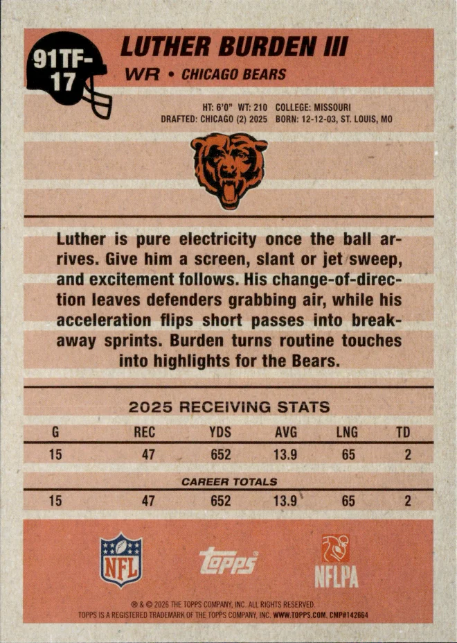 Luther Burden III card back
