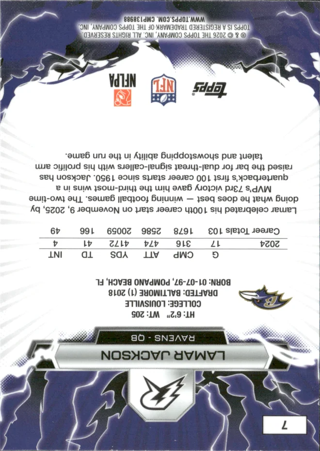 Lamar Jackson card back