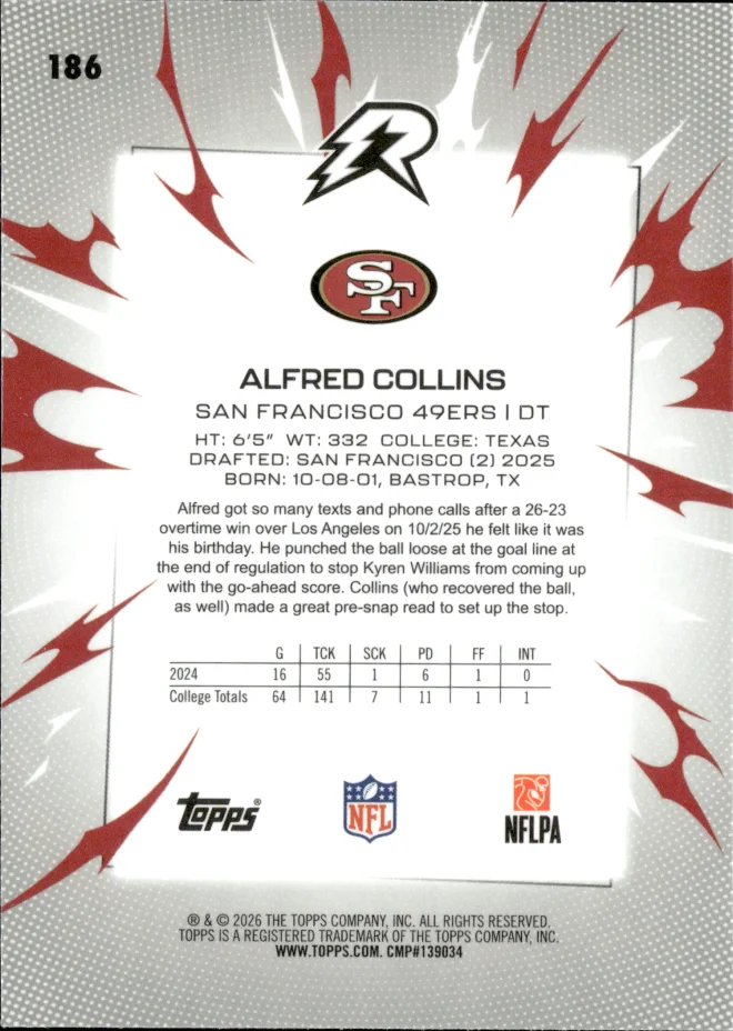 Alfred Collins card back