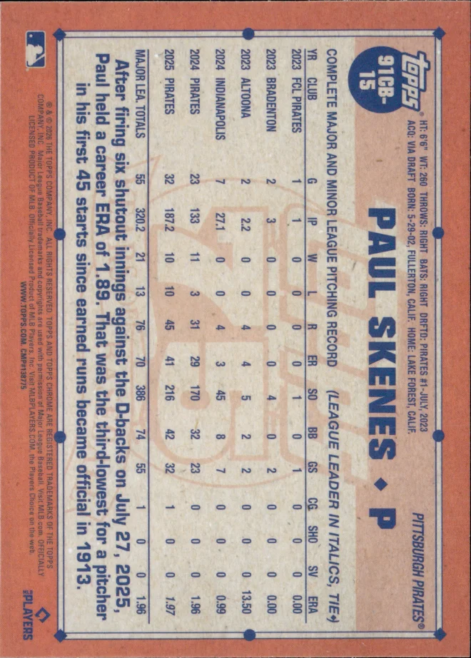 Paul Skenes card back