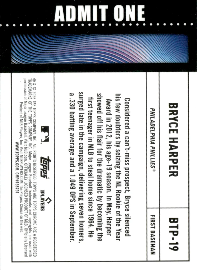 Bryce Harper card back