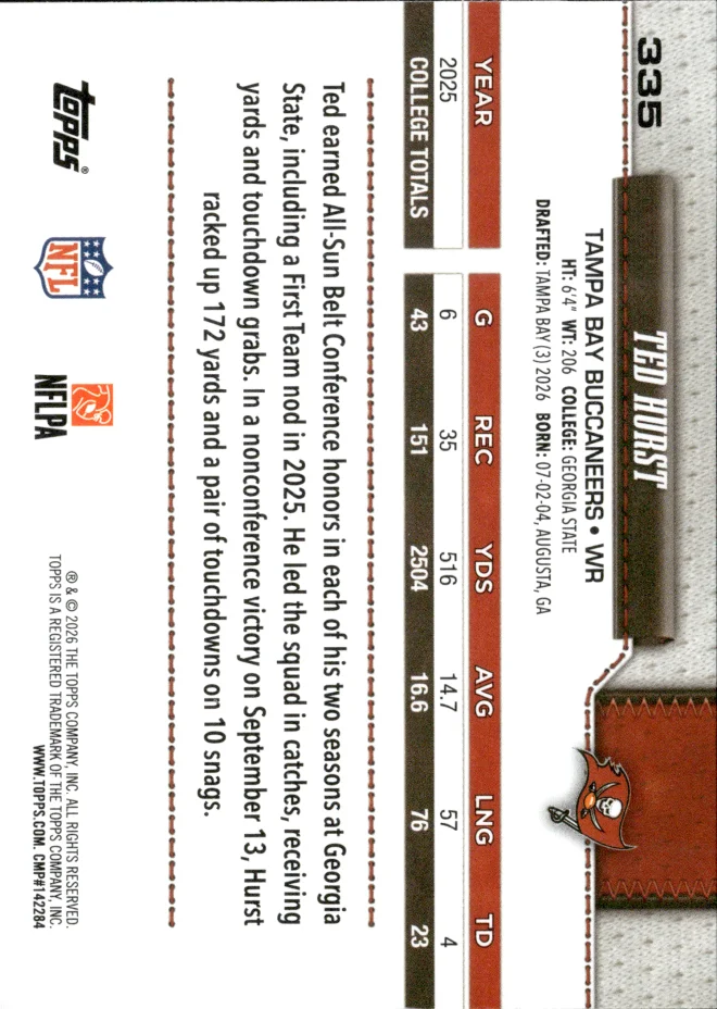 Ted Hurst card back