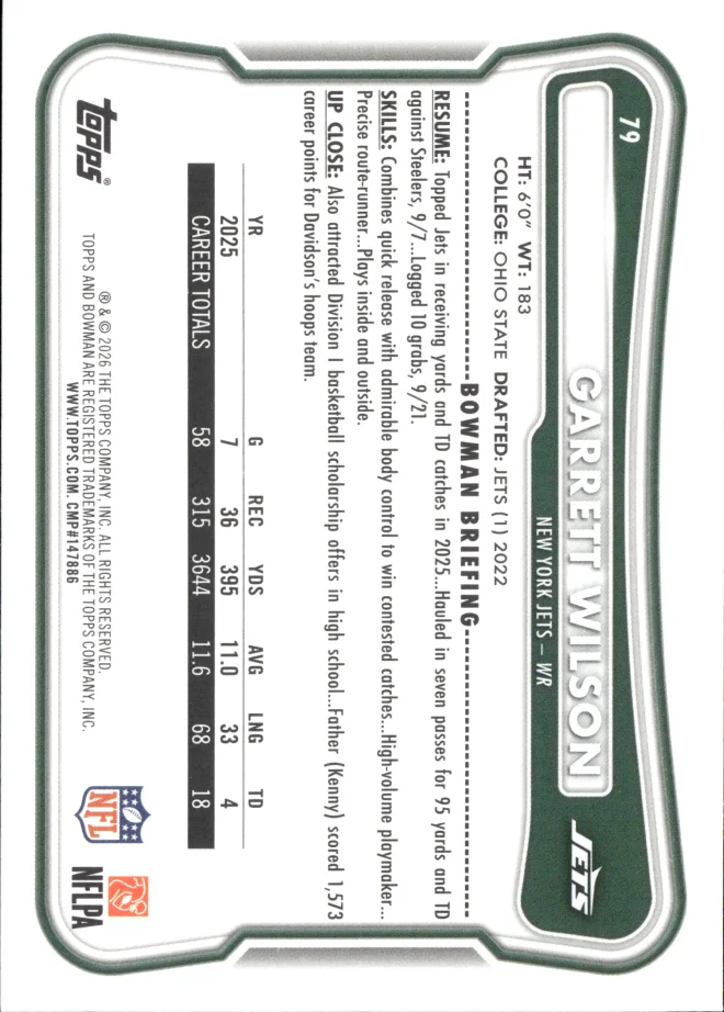 Garrett Wilson card back