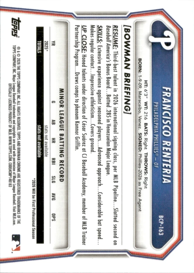 Francisco Renteria card back
