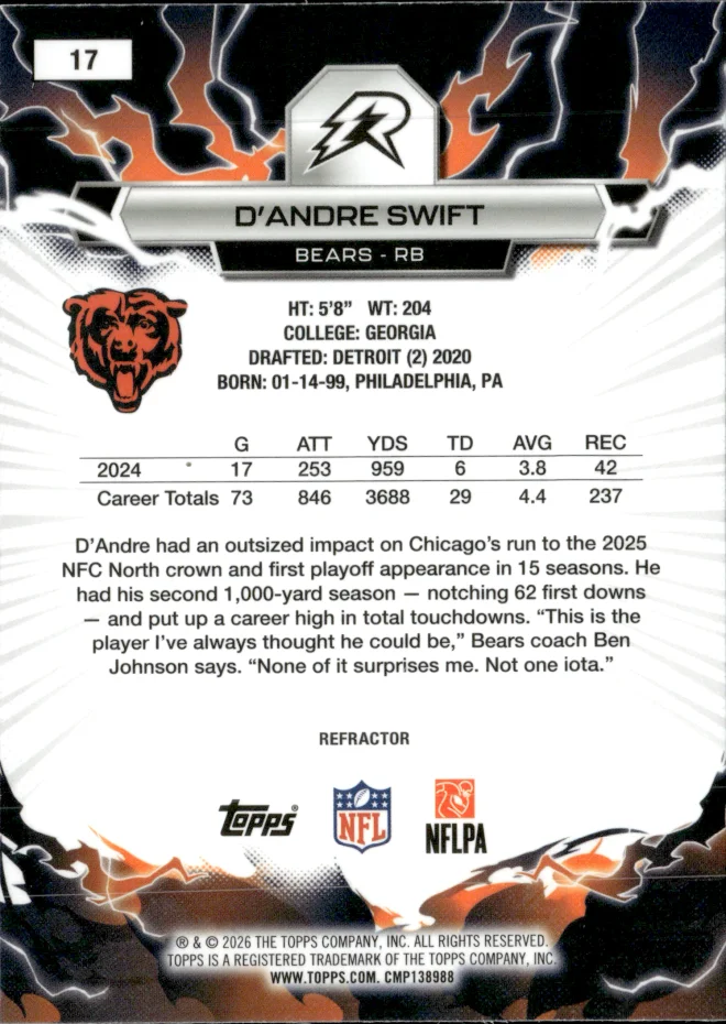 D'Andre Swift card back