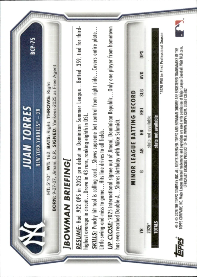 Juan Torres card back