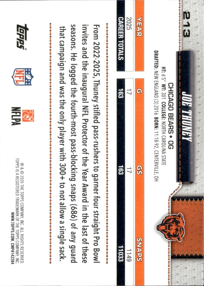 Joe Thuney card back