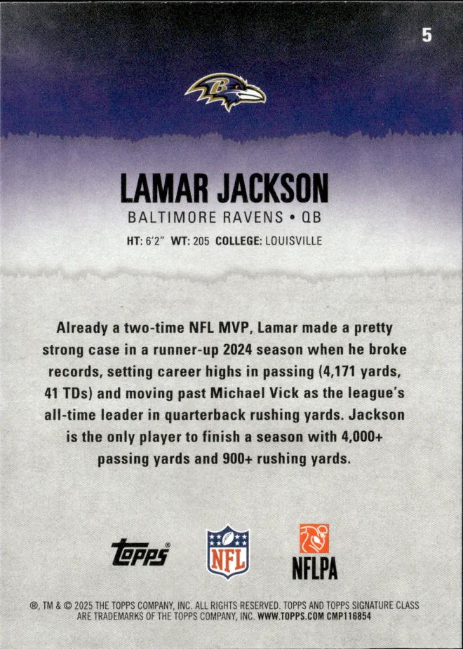 Lamar Jackson card back