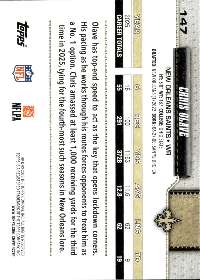Chris Olave card back