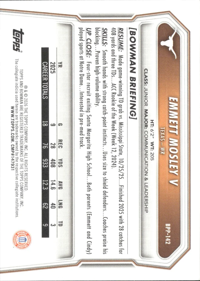 Emmett Mosley V card back