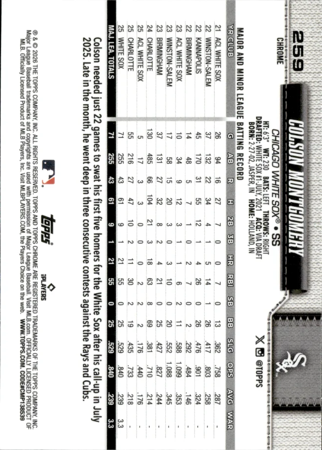 Colson Montgomery card back