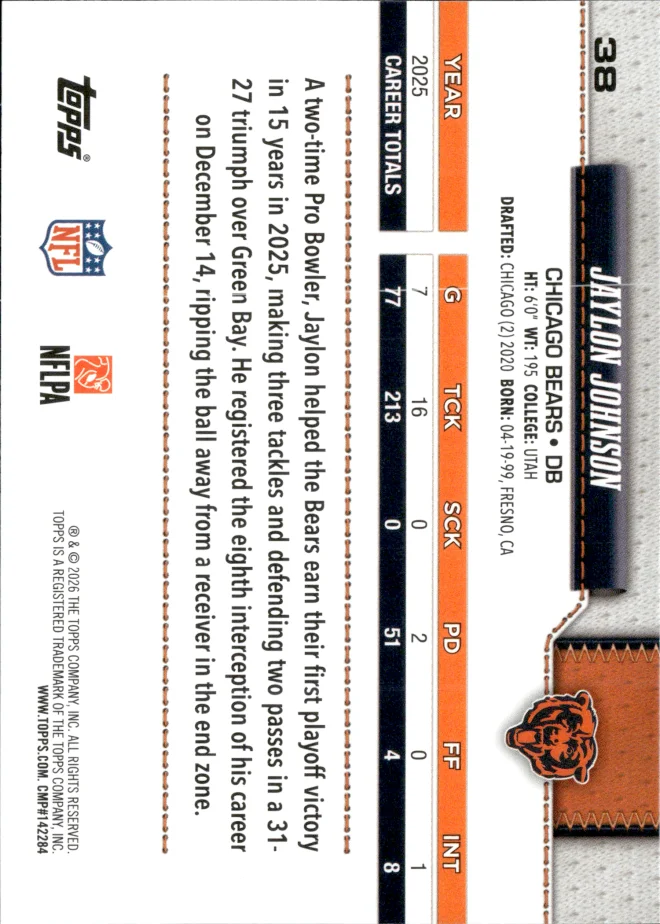 Jaylon Johnson card back