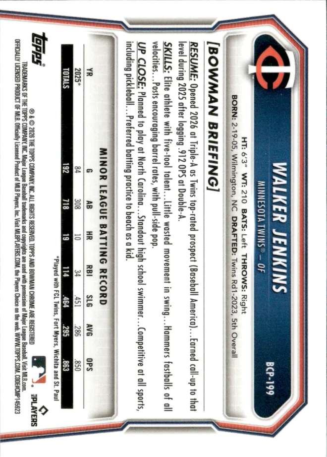 Walker Jenkins card back