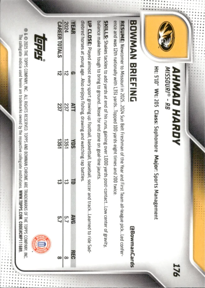 Ahmad Hardy card back