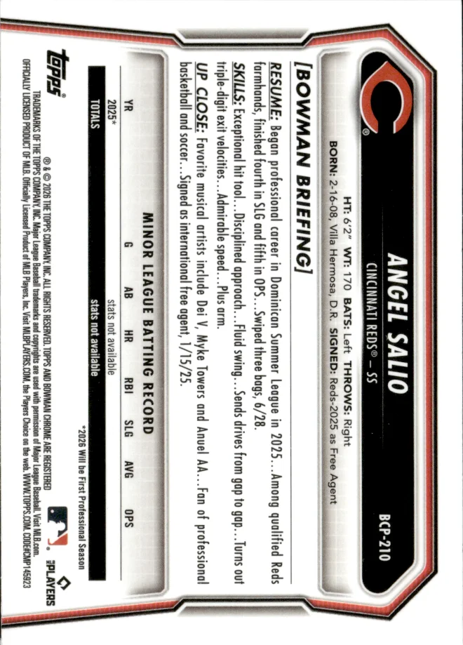 Angel Salio card back