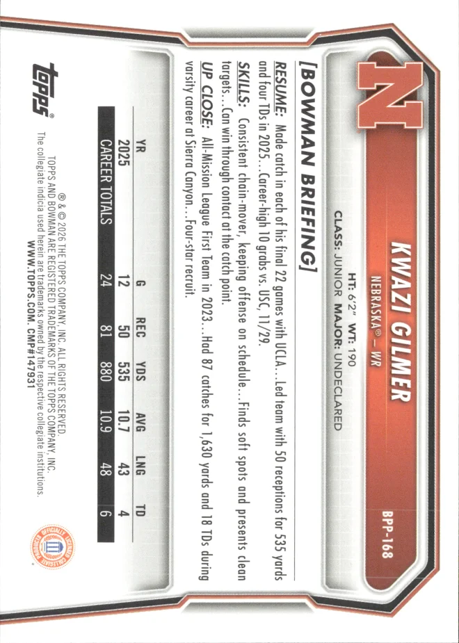 Kwazi Gilmer card back