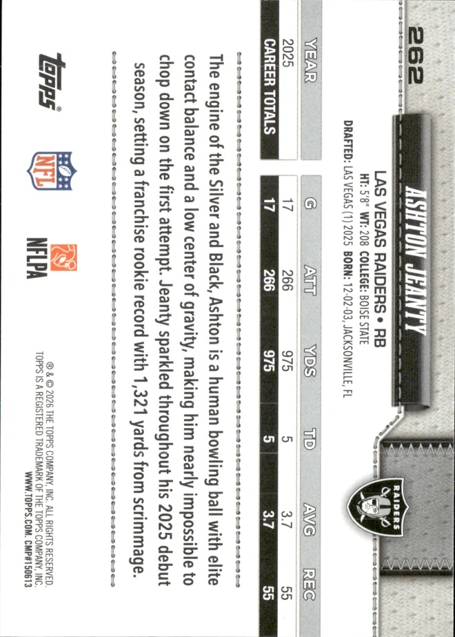 Ashton Jeanty card back