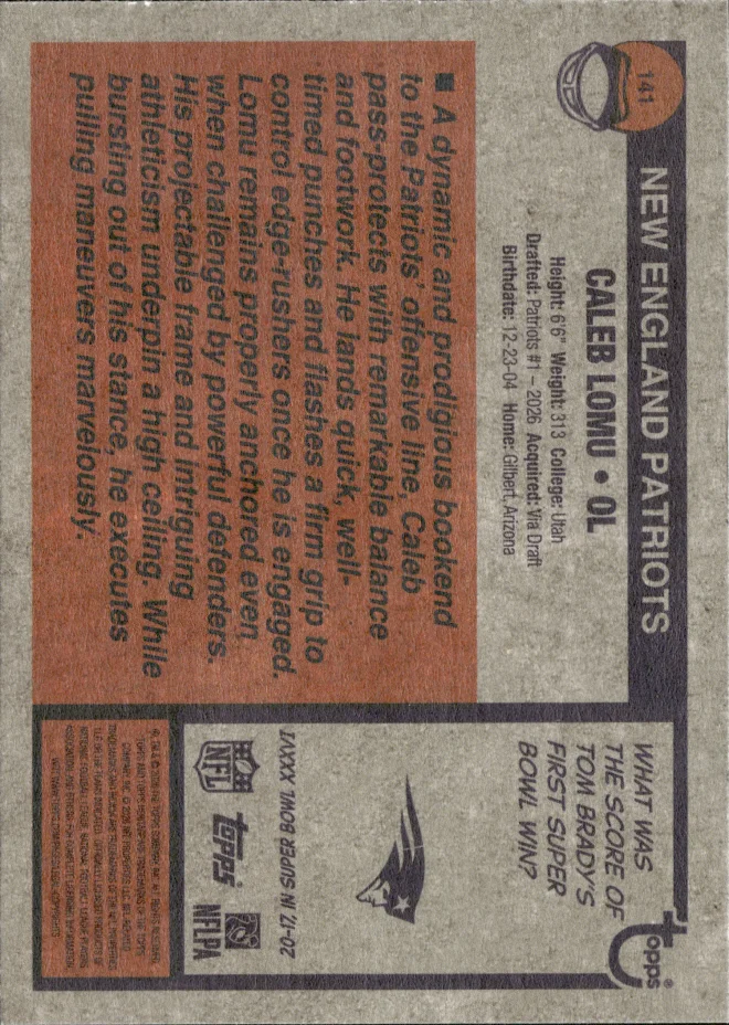 Caleb Lomu card back