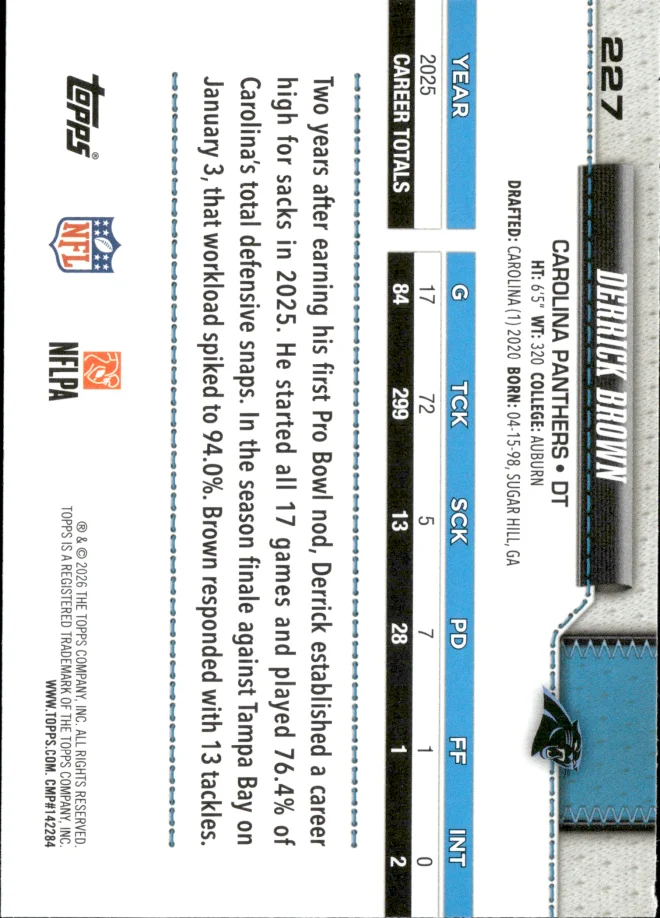 Derrick Brown card back