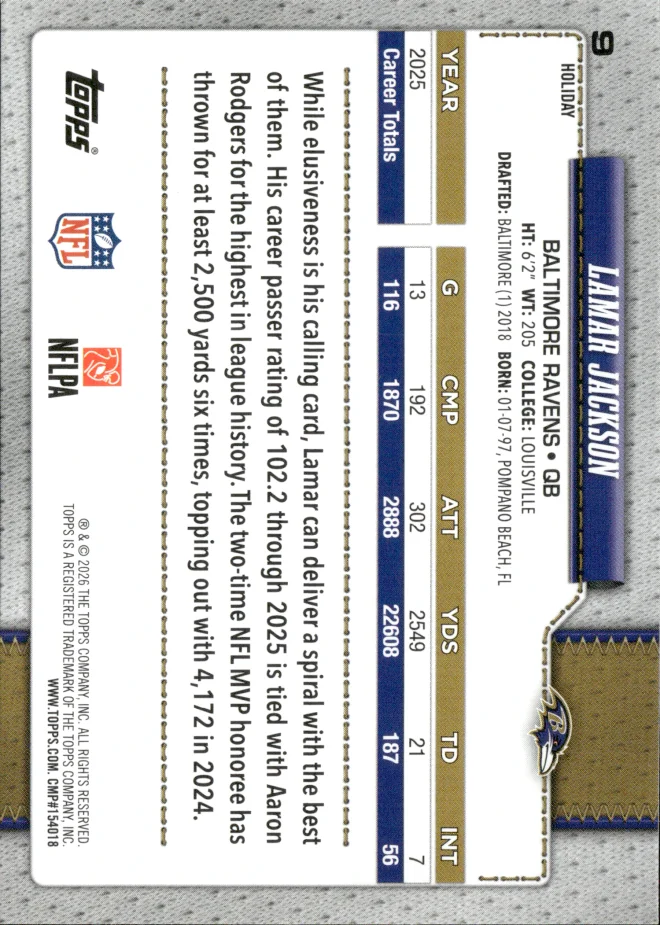 Lamar Jackson card back