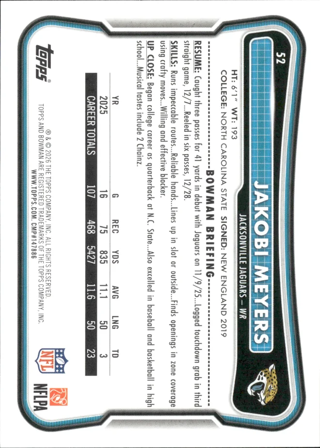 Jakobi Meyers card back