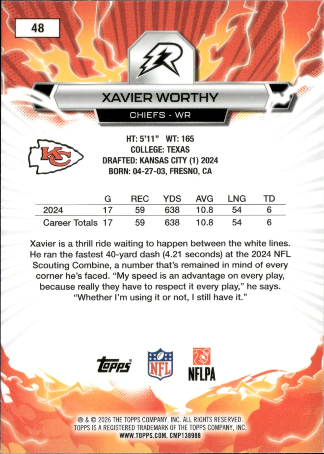 Xavier Worthy card back