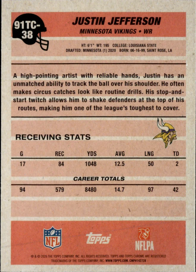 Justin Jefferson card back