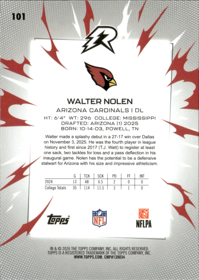 Walter Nolen card back