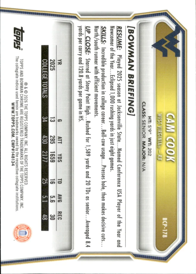 Cam Cook card back