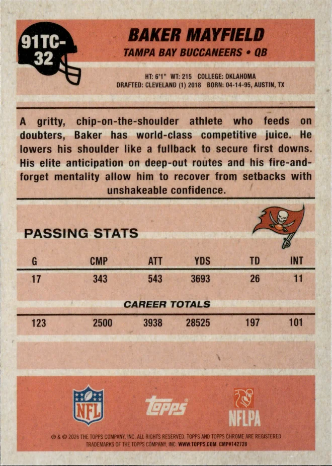 Baker Mayfield card back