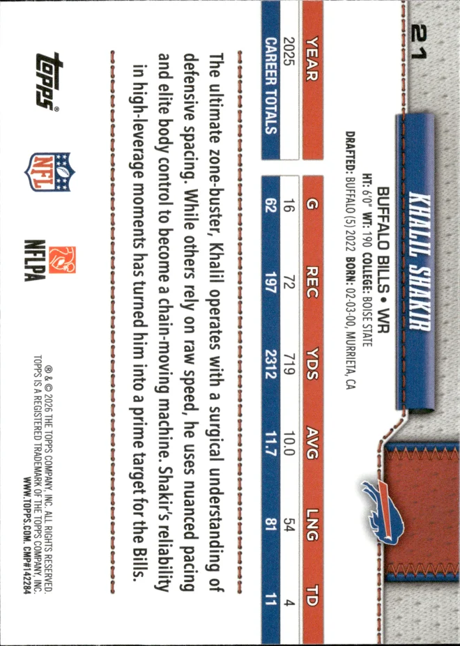 Khalil Shakir card back