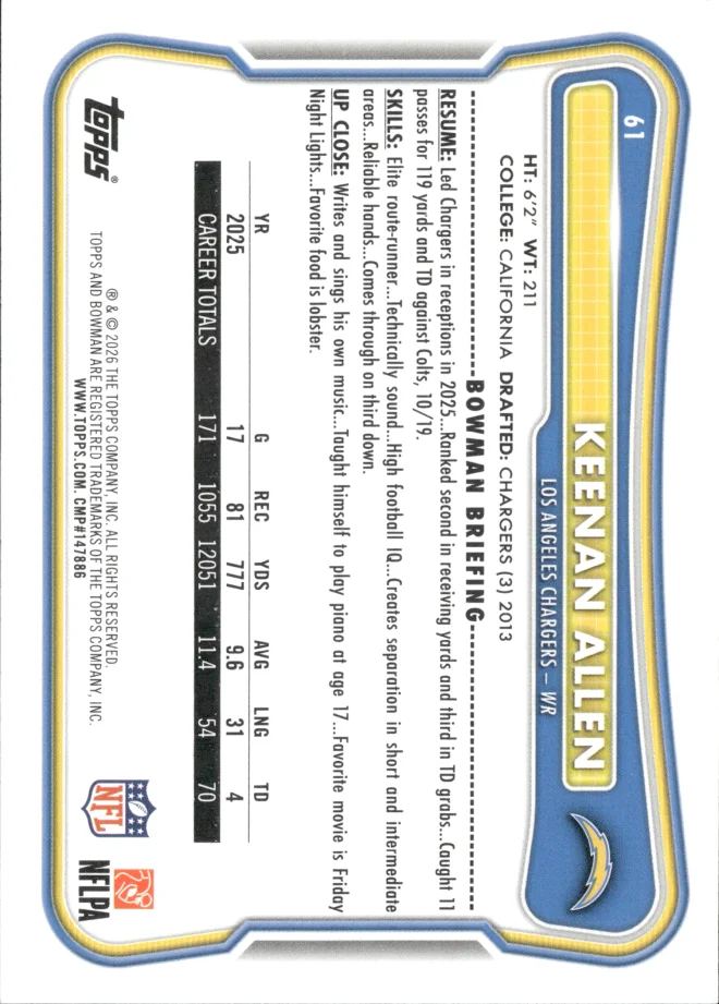 Keenan Allen card back