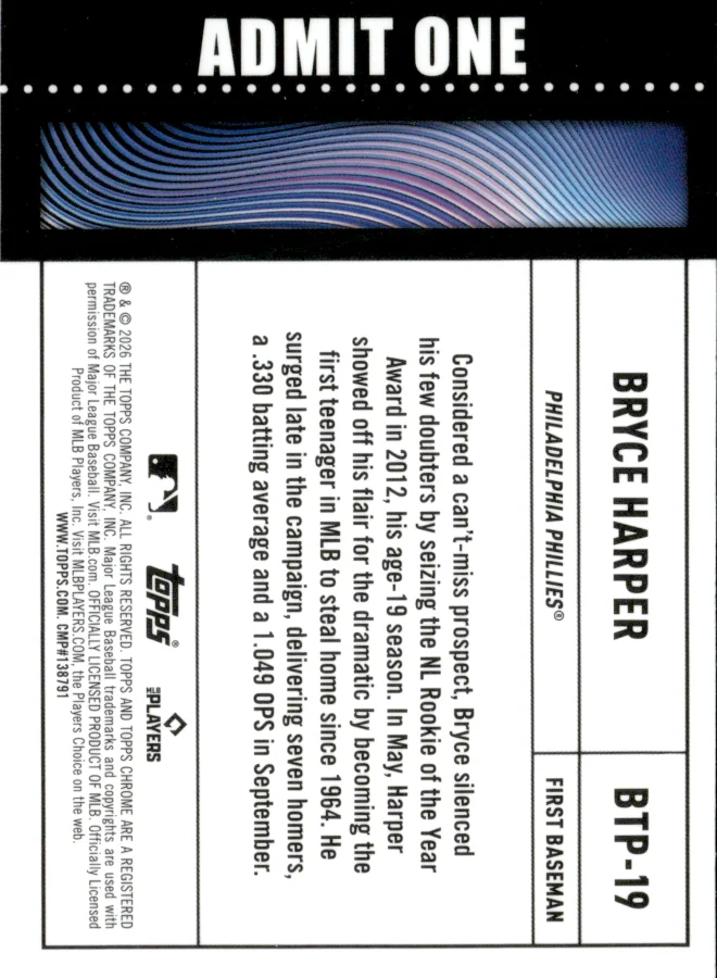 Bryce Harper card back