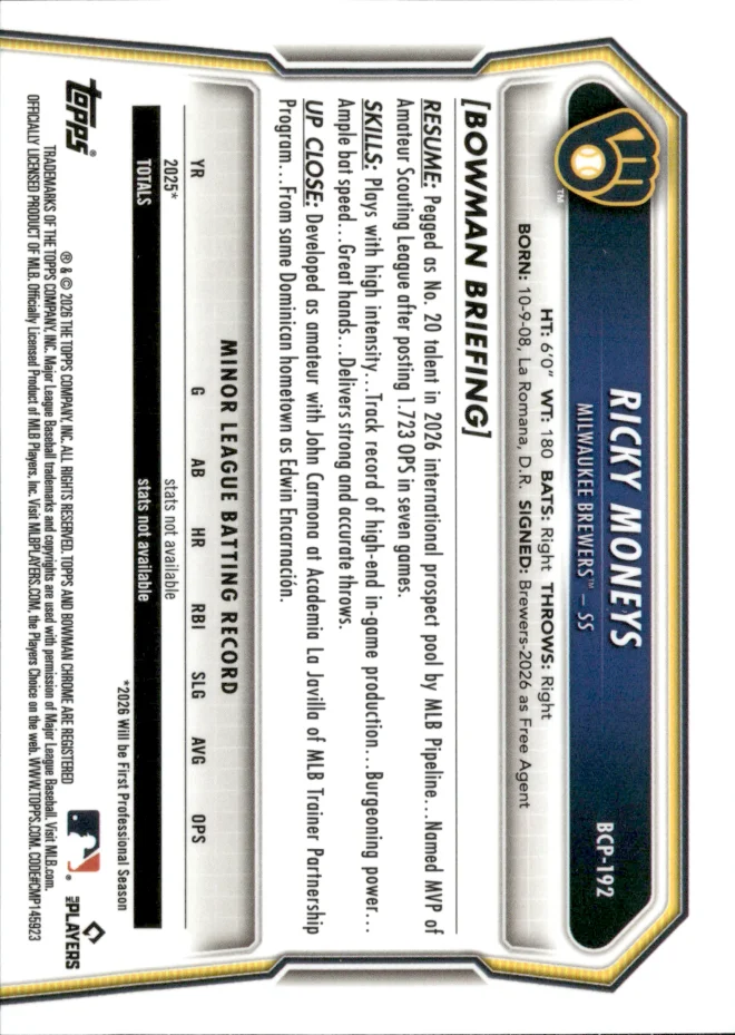 Ricky Moneys card back